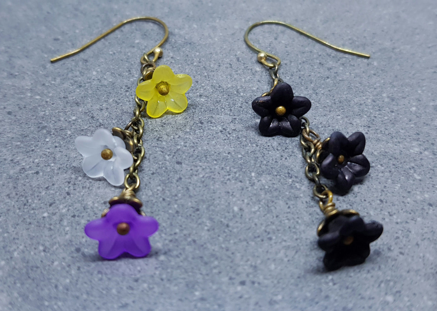 Rainbow Flower Earrings, Non Binary, Hypoallergenic Ear Wires, Rainbow Jewelry, Boho Vintage Style, Flower Earrings