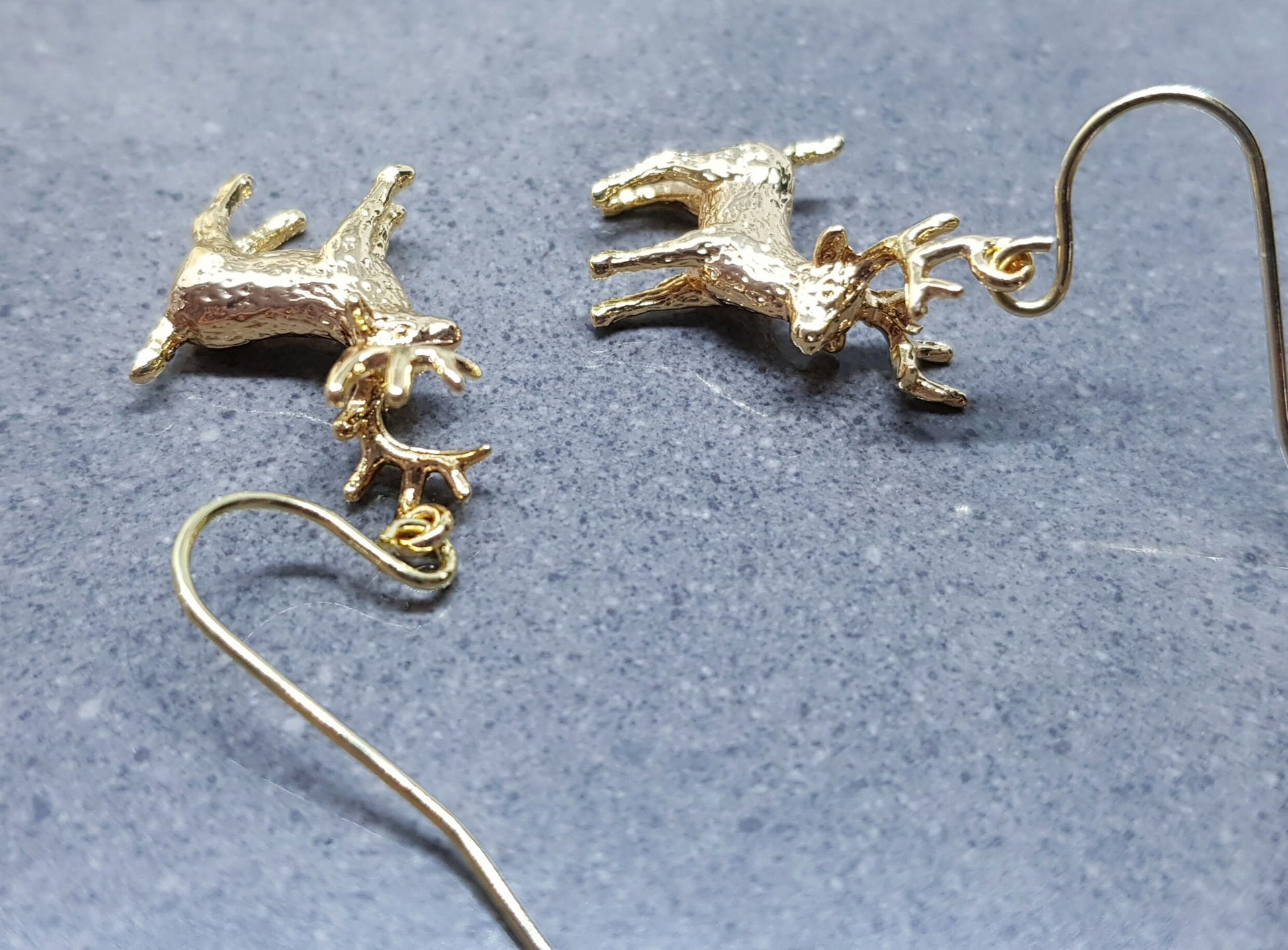 Reindeer Earrings, Hypoallergenic Ear Wires, Gold Reindeer Earrings, Christmas Earrings, Festive Earrings