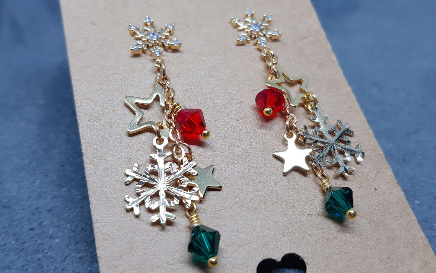 Snowflake Earrings, Star Earrings, PRIMERO Crystals® Earrings, Christmas Earrings, Cubic Zirconia Studs, Nickle Free, Festive Earrings