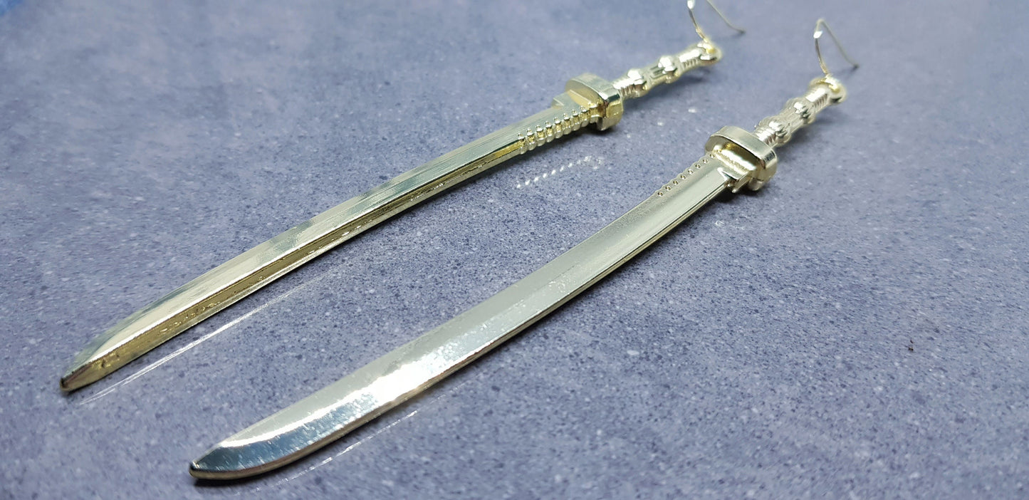 Dagger Earrings, Hypoallergenic Earrings, Sword Earrings, Large Katana Sword Earrings, Samurai Sword Earrings, Gothic Jewellery