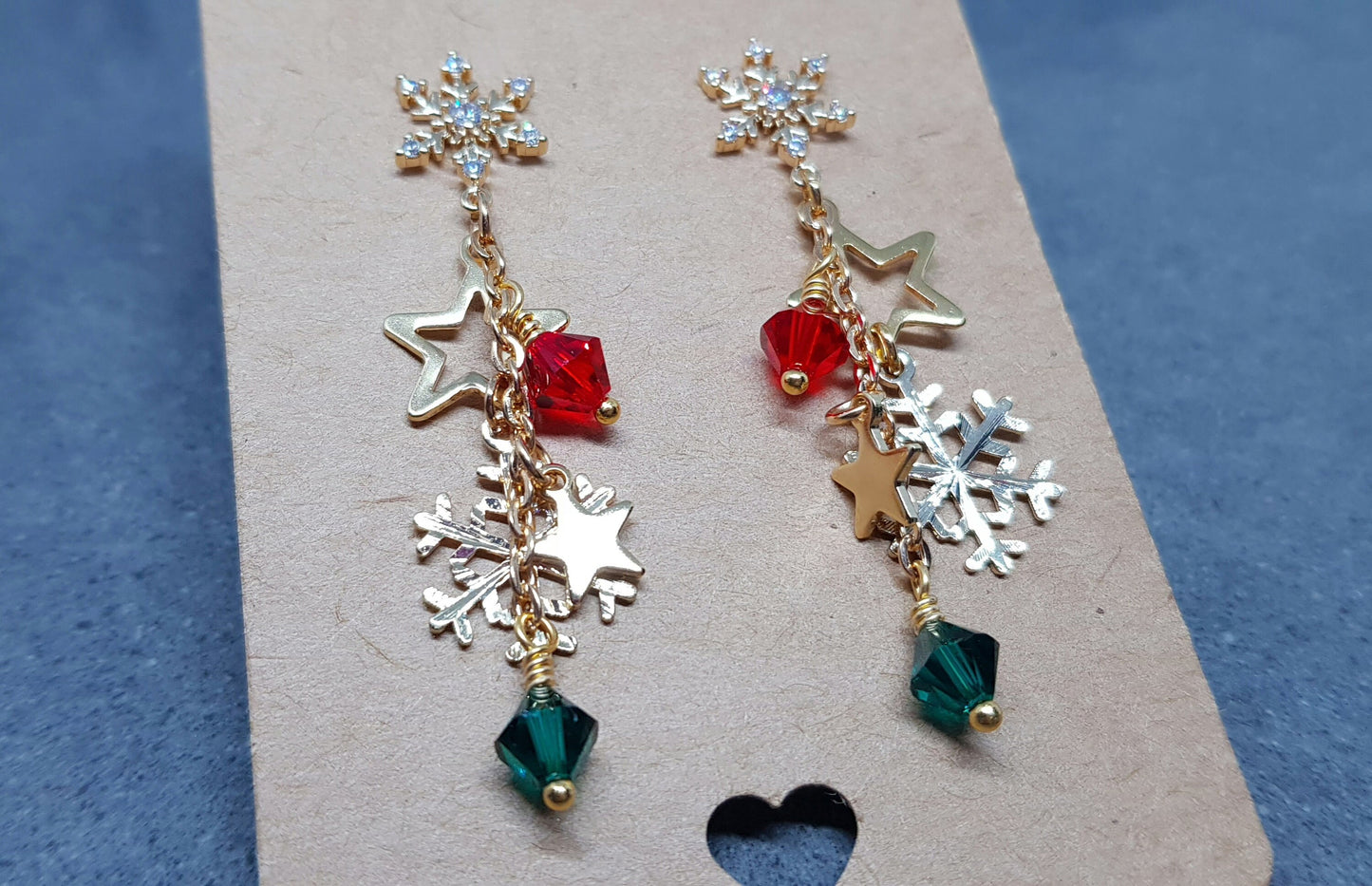 Snowflake Earrings, Star Earrings, PRIMERO Crystals® Earrings, Christmas Earrings, Cubic Zirconia Studs, Nickle Free, Festive Earrings