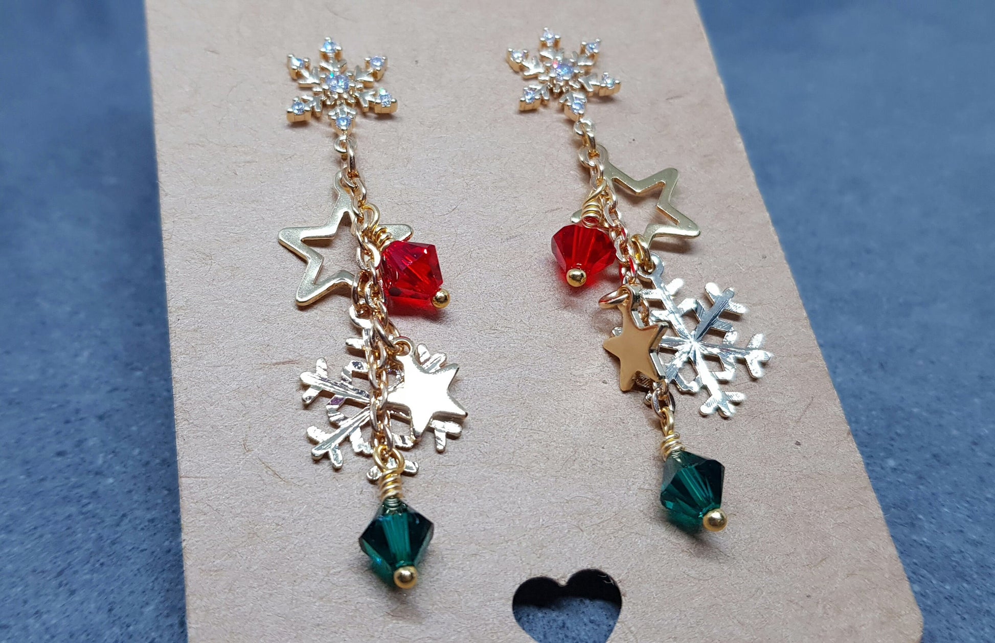 Snowflake Earrings, Star Earrings, PRIMERO Crystals® Earrings, Christmas Earrings, Cubic Zirconia Studs, Nickle Free, Festive Earrings