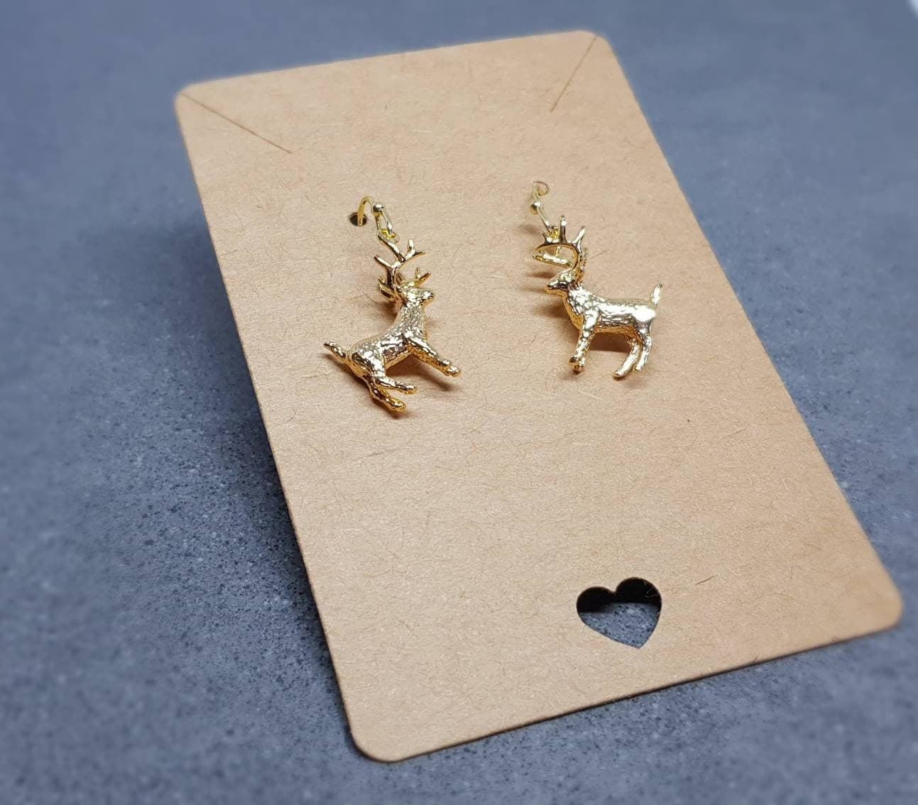 Reindeer Earrings, Hypoallergenic Ear Wires, Gold Reindeer Earrings, Christmas Earrings, Festive Earrings