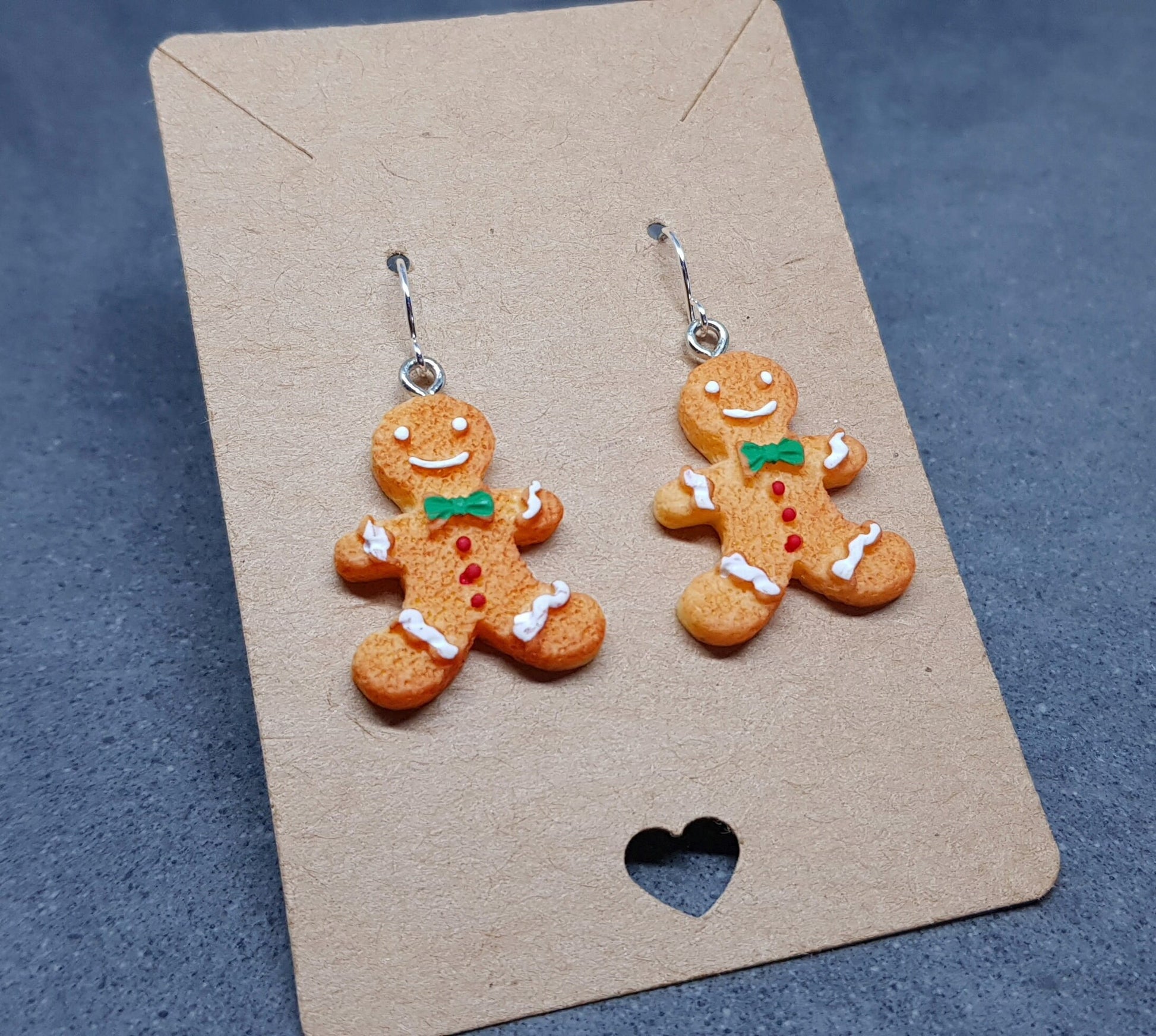 Gingerbread Men Earrings, Hypoallergenic Ear Wires, Christmas Earrings, Festive Earrings