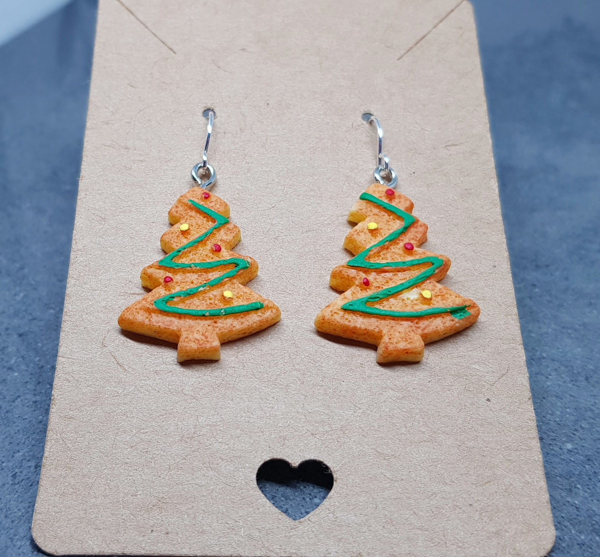 Gingerbread Christmas Tree Earrings, Hypoallergenic Ear Wires, Christmas Earrings, Novelty Jewelry