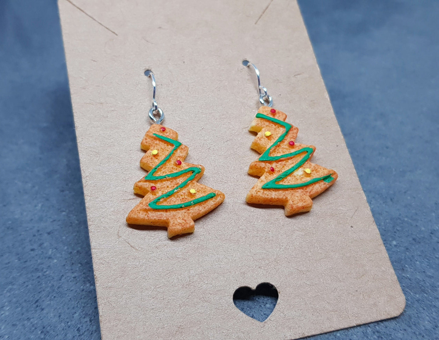 Gingerbread Christmas Tree Earrings, Hypoallergenic Ear Wires, Christmas Earrings, Novelty Jewelry