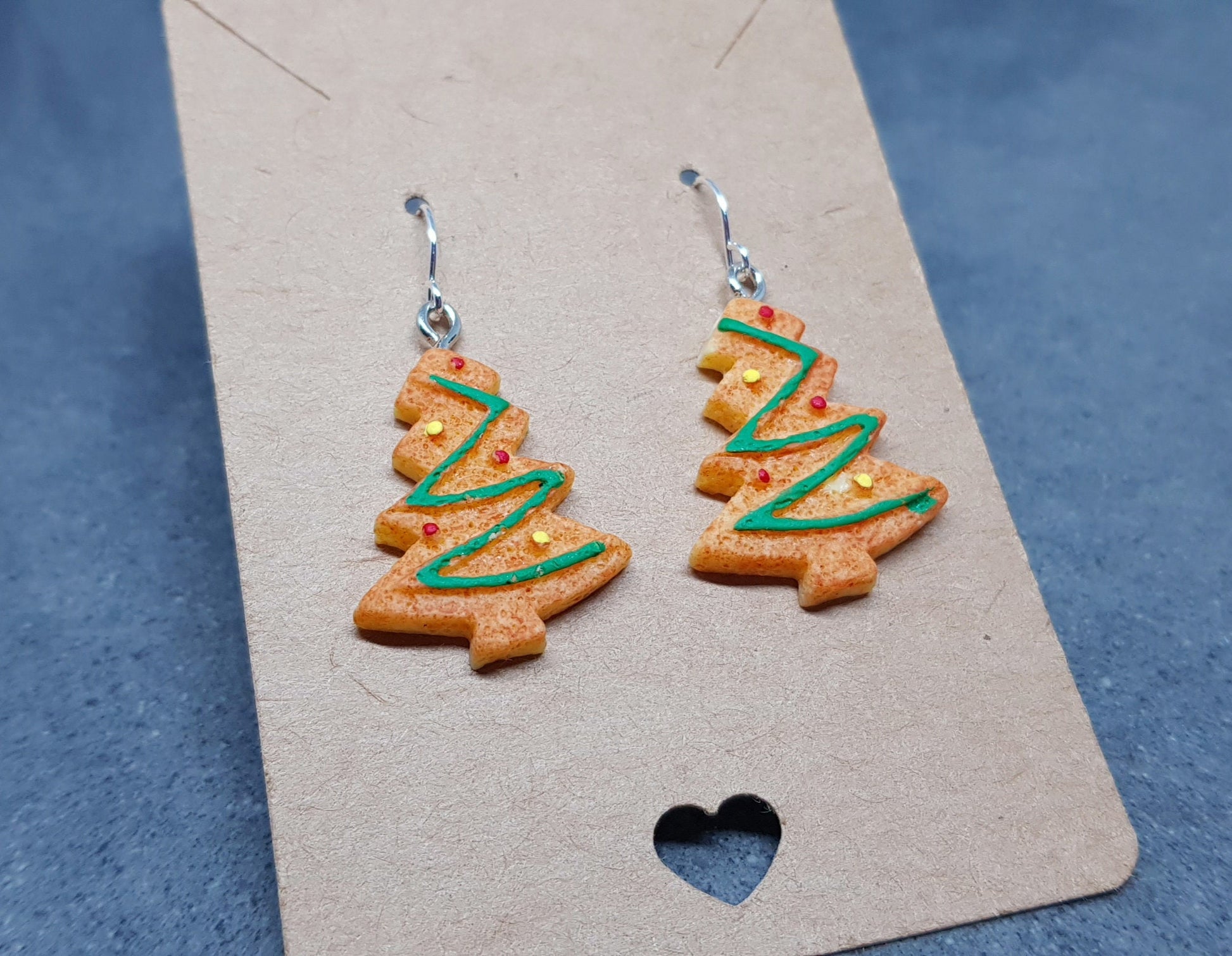 Gingerbread Christmas Tree Earrings, Hypoallergenic Ear Wires, Christmas Earrings, Novelty Jewelry