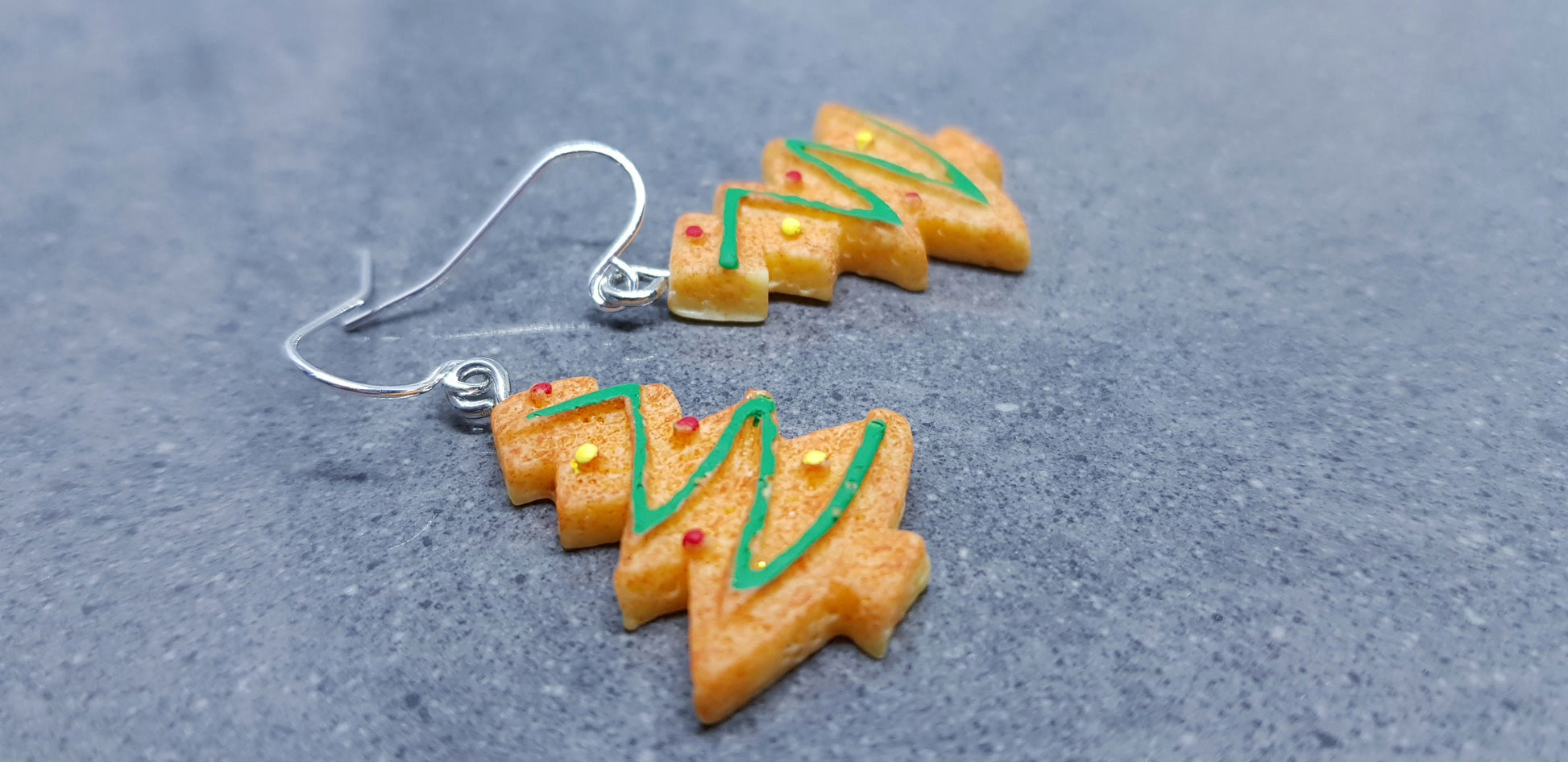 Gingerbread Christmas Tree Earrings, Hypoallergenic Ear Wires, Christmas Earrings, Novelty Jewelry