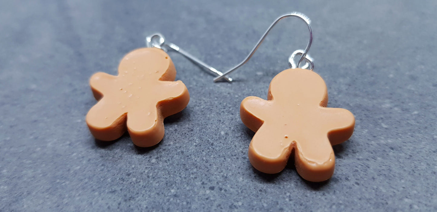 Gingerbread Men Earrings, Hypoallergenic Ear Wires, Christmas Earrings, Festive Earrings