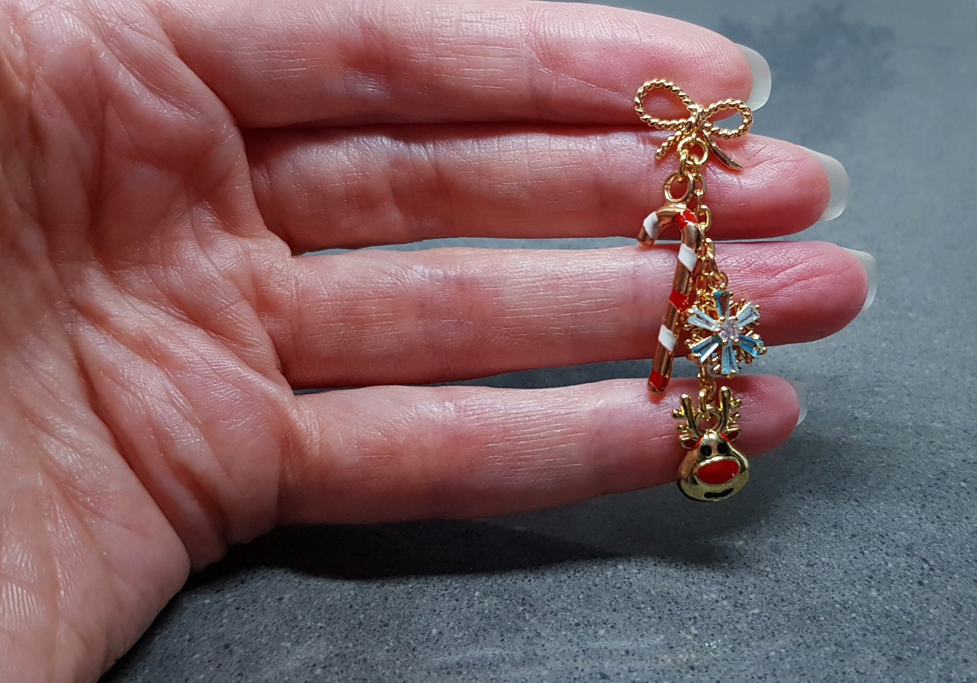 Snowflake Earrings, Rudolf Earrings, Cubic Zirconia Earrings, Christmas Earrings, Brass bow studs, Candy Cane Earrings, Festive Earrings