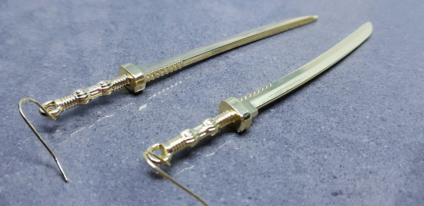 Dagger Earrings, Hypoallergenic Earrings, Sword Earrings, Large Katana Sword Earrings, Samurai Sword Earrings, Gothic Jewellery