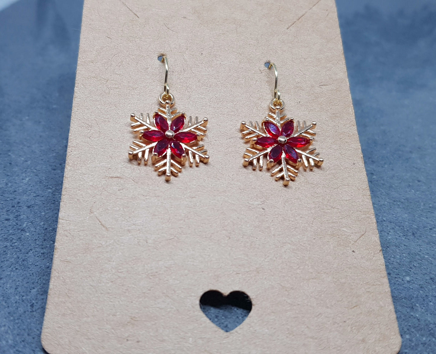Snowflake Earrings, Hypoallergenic Ear Wires, Gold Snowflake Earrings, Christmas Earrings, Brass Earrings, Festive Earrings