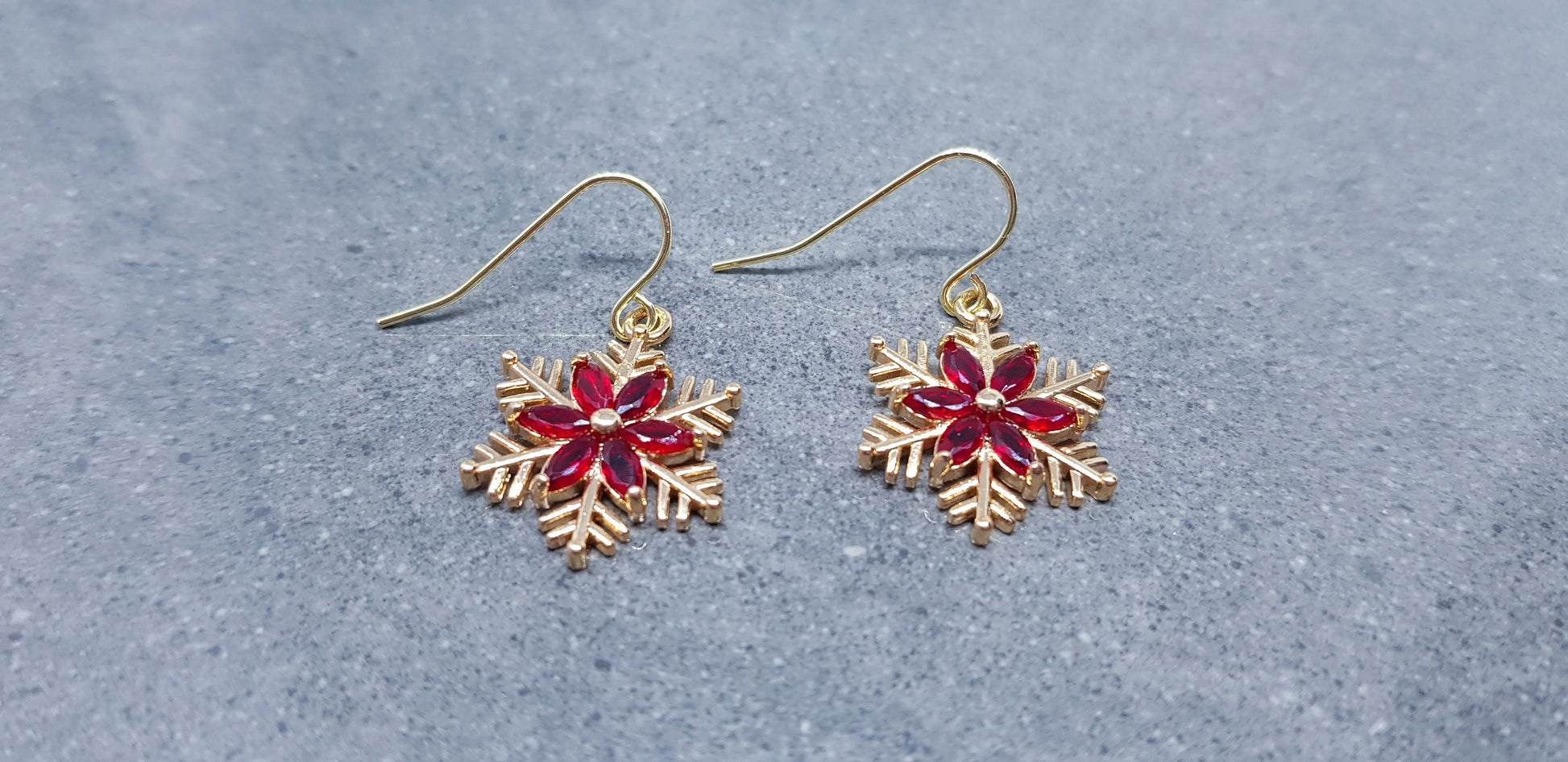 Snowflake Earrings, Hypoallergenic Ear Wires, Gold Snowflake Earrings, Christmas Earrings, Brass Earrings, Festive Earrings