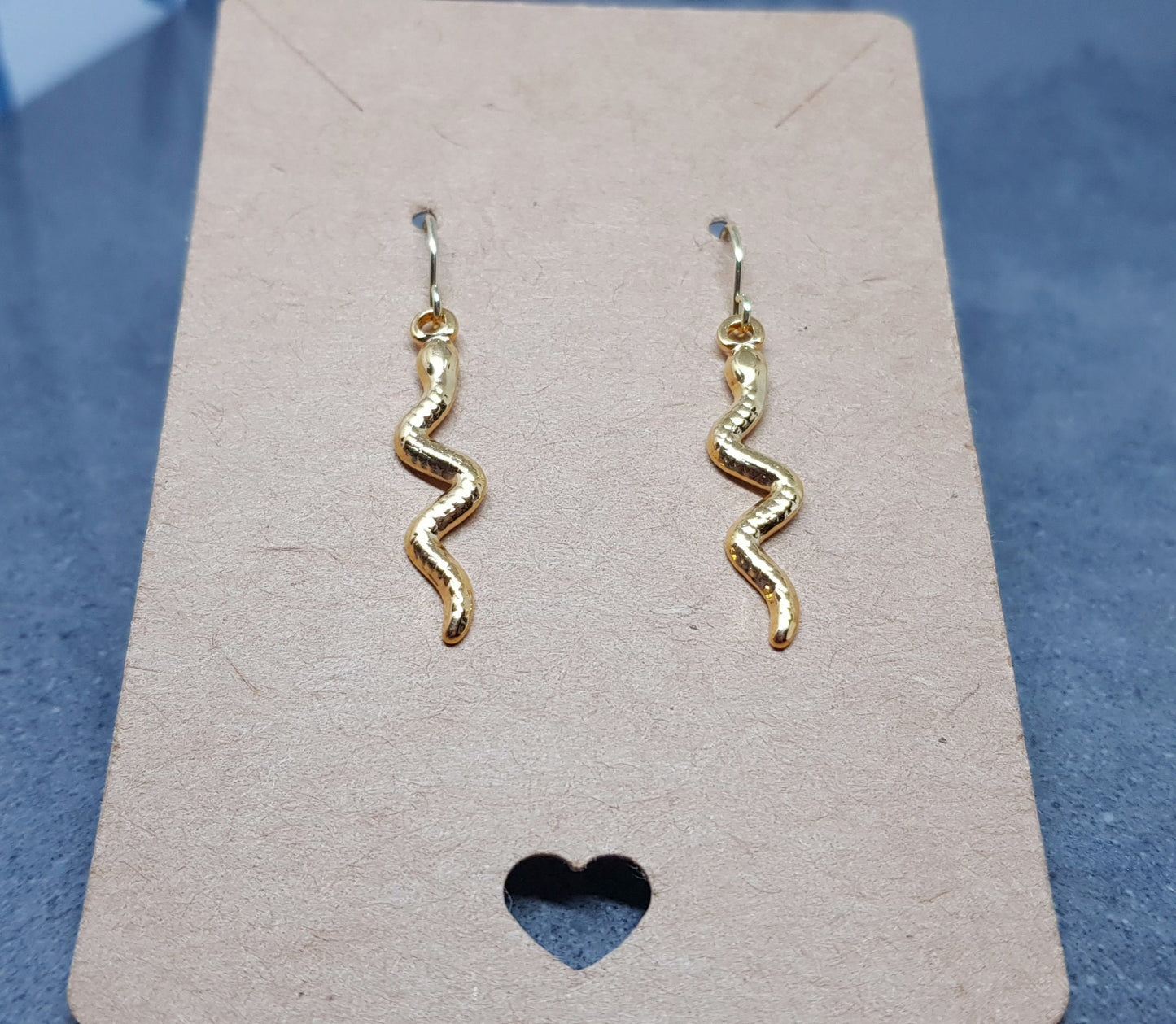 Snake Earrings, Hypoallergenic Ear Wires, Gold Snake Earrings, Gold Earrings