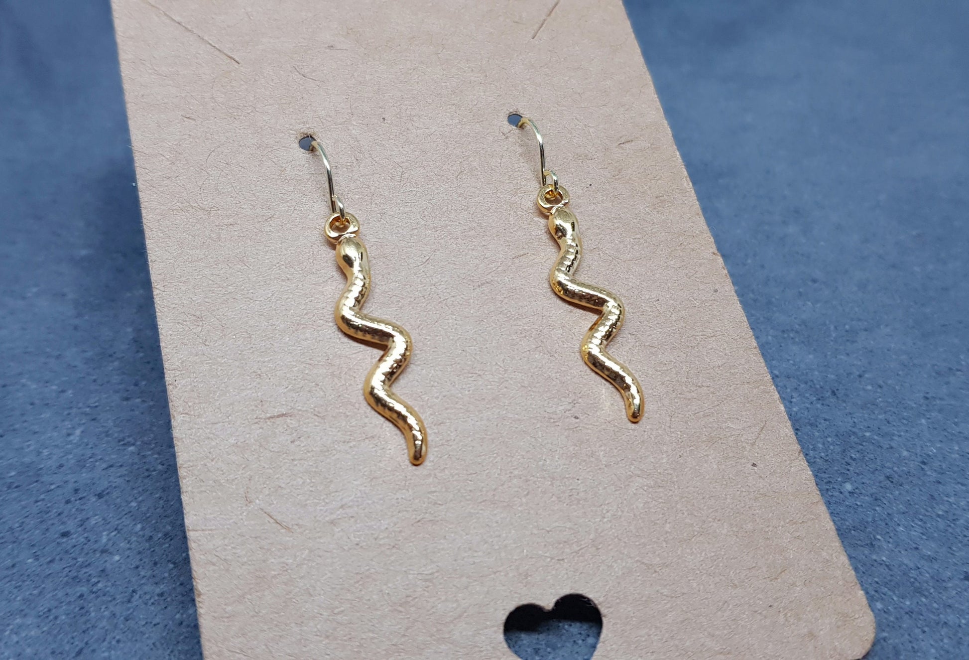 Snake Earrings, Hypoallergenic Ear Wires, Gold Snake Earrings, Gold Earrings