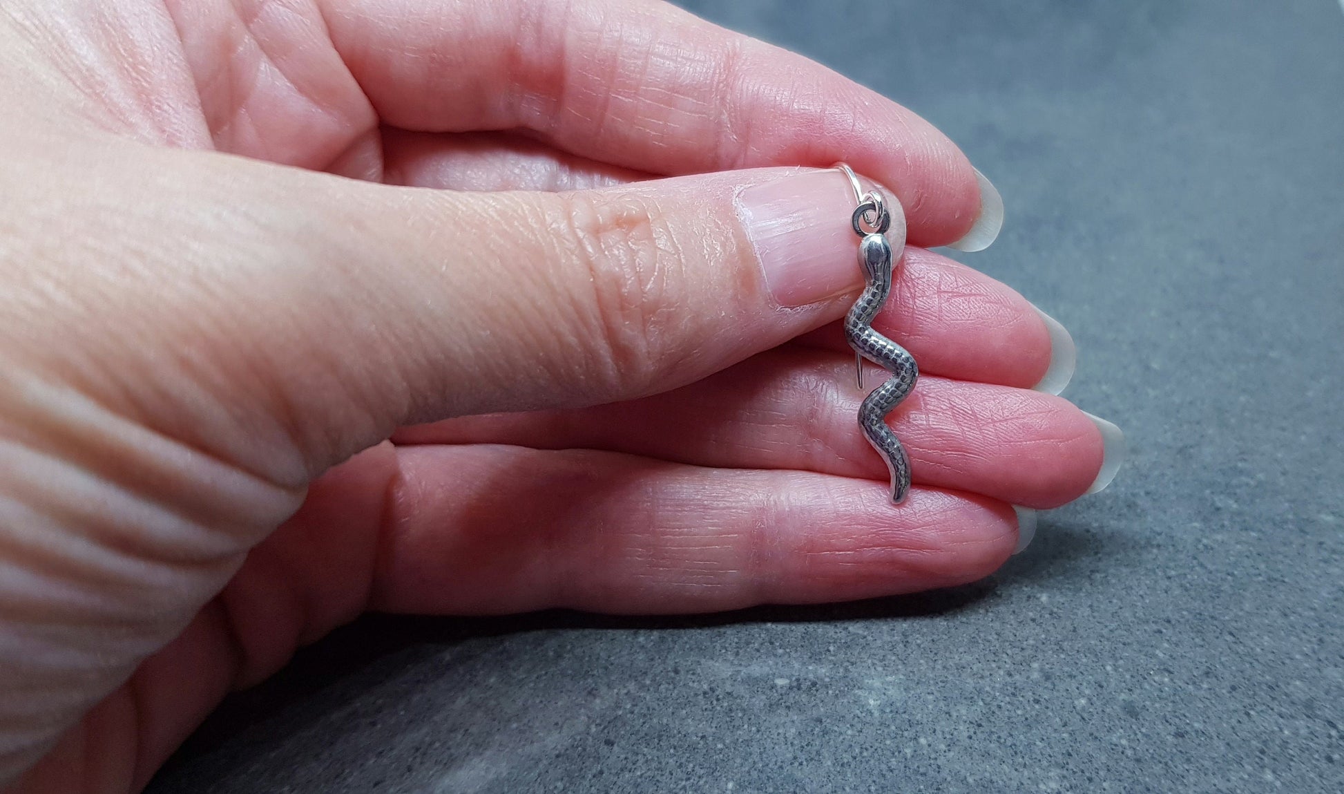Snake Earrings, Hypoallergenic Ear Wires, Stainless Steel Snake Earrings, Silver Earrings