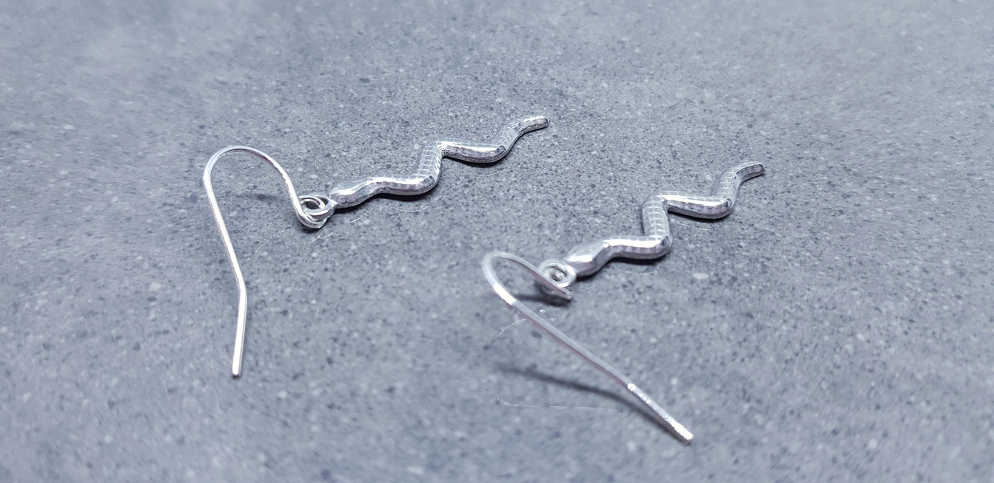 Snake Earrings, Hypoallergenic Ear Wires, Stainless Steel Snake Earrings, Silver Earrings