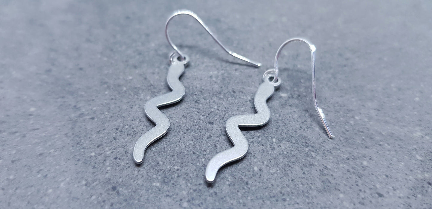 Snake Earrings, Hypoallergenic Ear Wires, Stainless Steel Snake Earrings, Silver Earrings