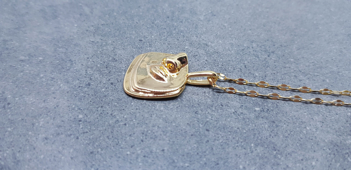 Human Face Necklace, Brass Pendant Necklace, Gold Plated Necklace, Face Jewelry