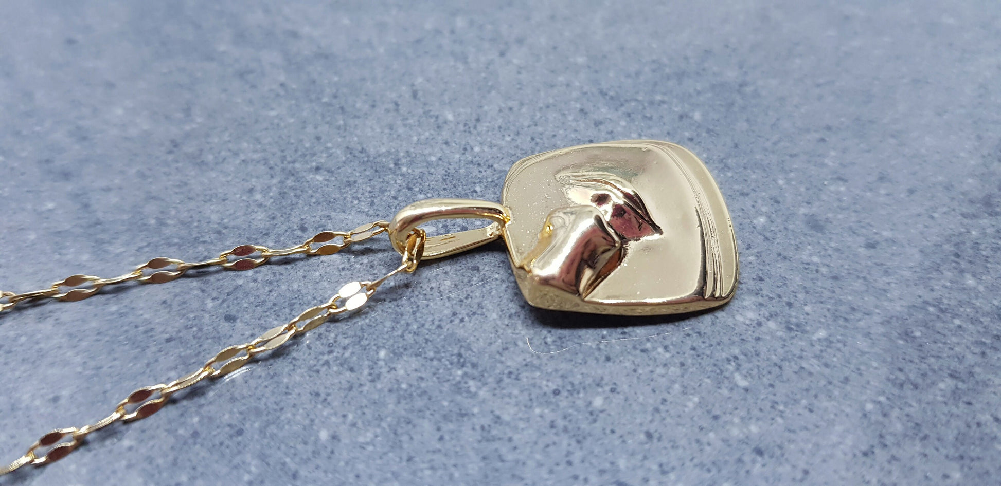 Human Face Necklace, Brass Pendant Necklace, Gold Plated Necklace, Face Jewelry