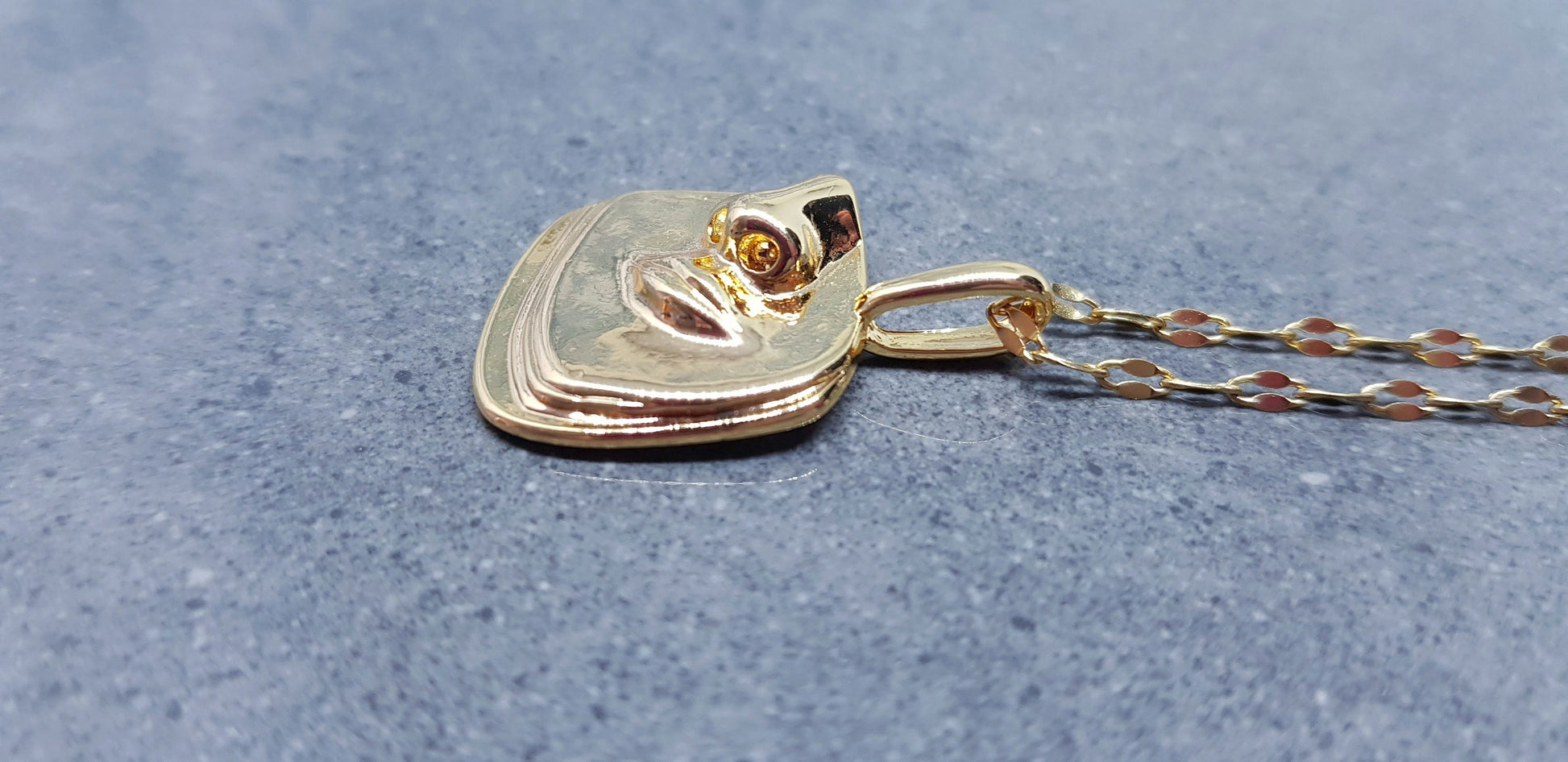 Human Face Necklace, Brass Pendant Necklace, Gold Plated Necklace, Face Jewelry