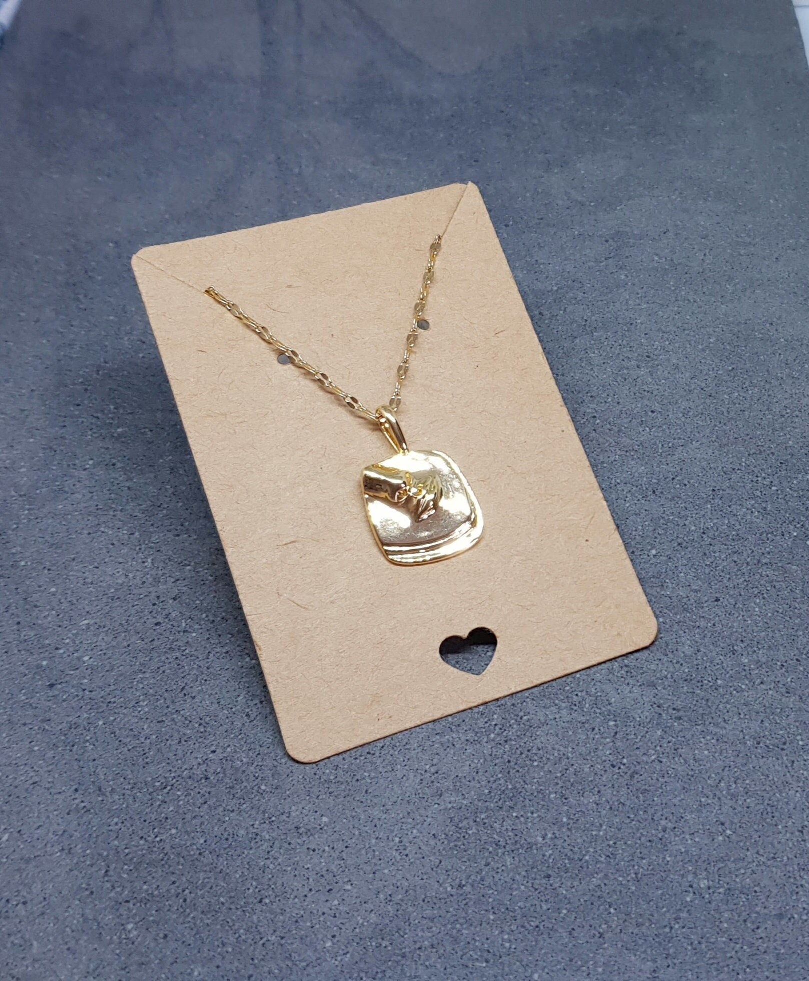Human Face Necklace, Brass Pendant Necklace, Gold Plated Necklace, Face Jewelry