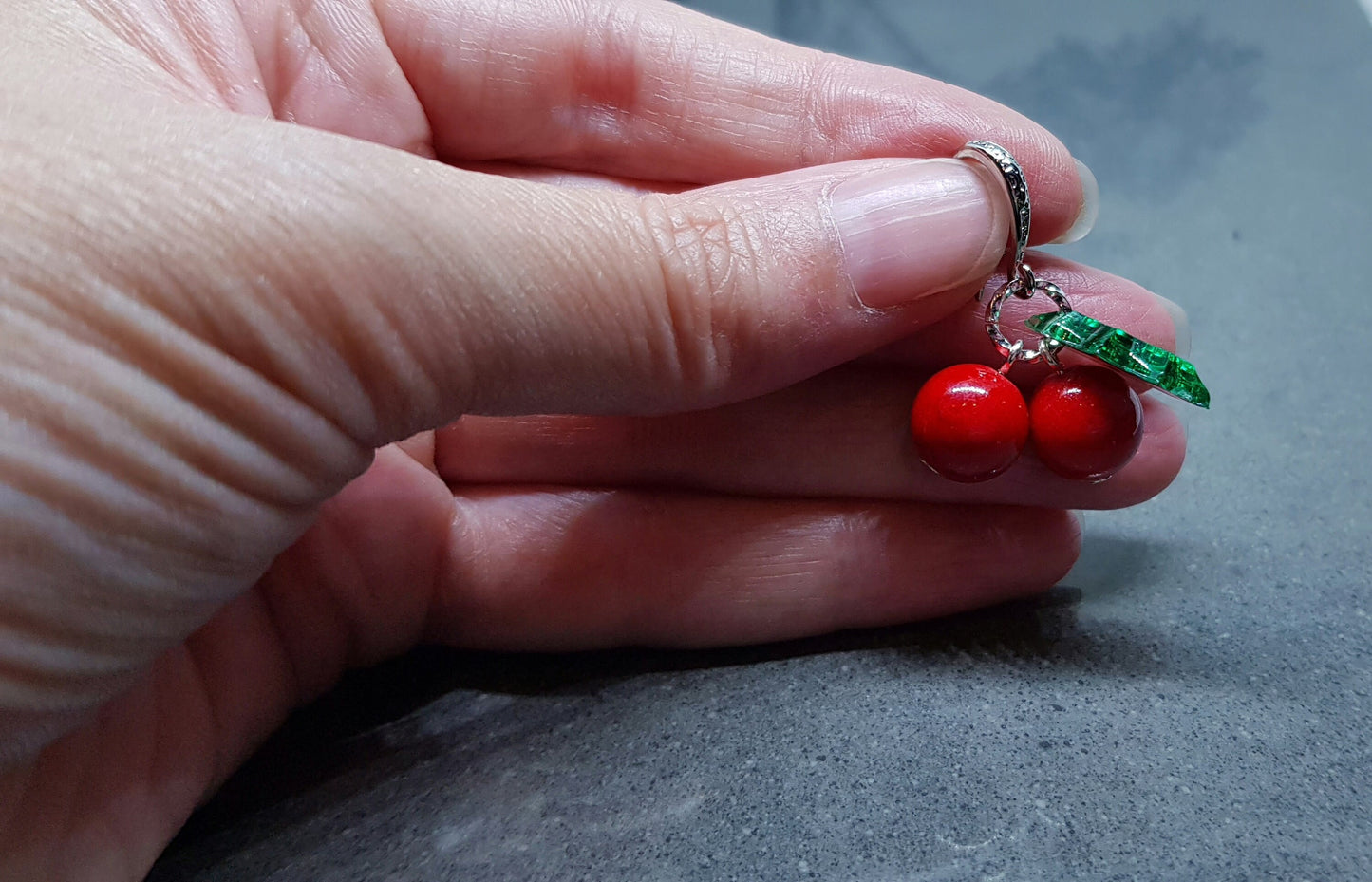 Glass Holly Earrings, Berry Earrings, Hypoallergenic Ear Wires, Glass Jewelry, Autumn Earrings, Christmas Jewelry