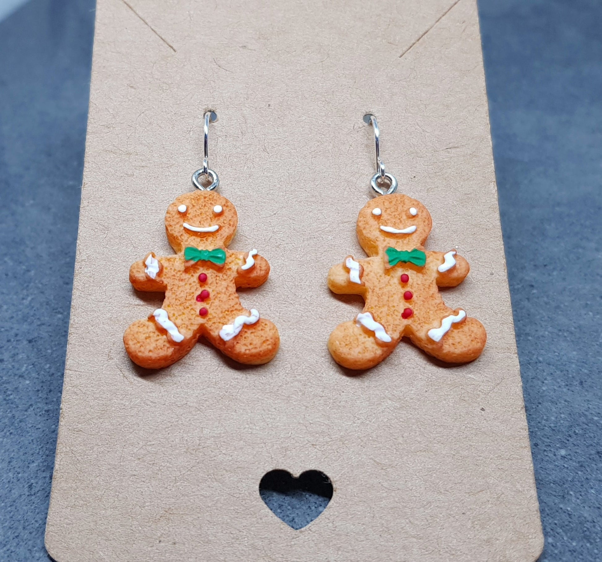 Gingerbread Men Earrings, Hypoallergenic Ear Wires, Christmas Earrings, Festive Earrings