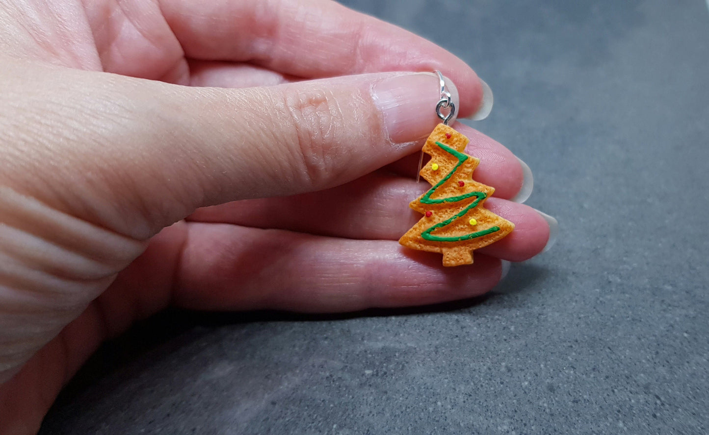 Gingerbread Christmas Tree Earrings, Hypoallergenic Ear Wires, Christmas Earrings, Novelty Jewelry