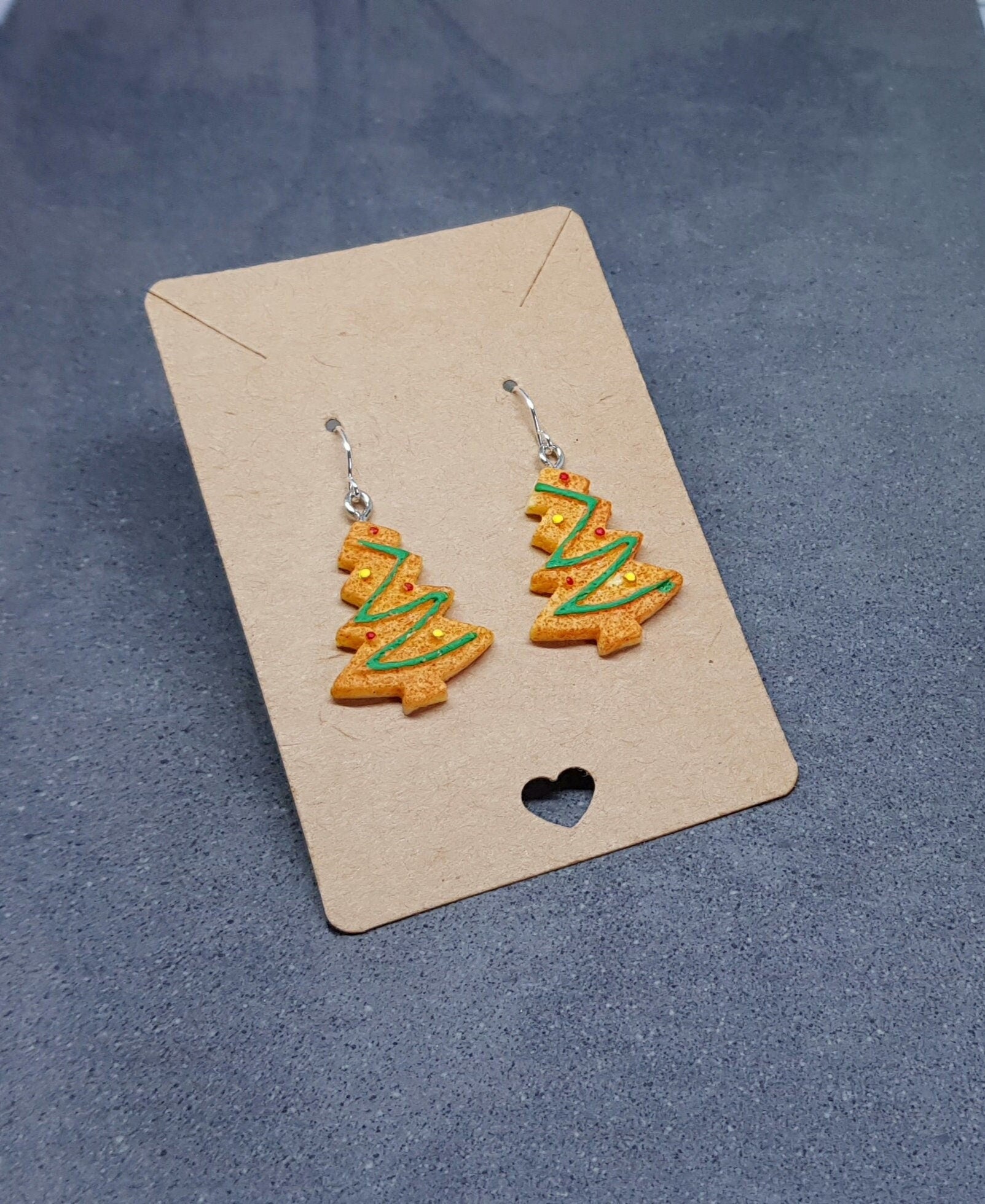 Gingerbread Christmas Tree Earrings, Hypoallergenic Ear Wires, Christmas Earrings, Novelty Jewelry