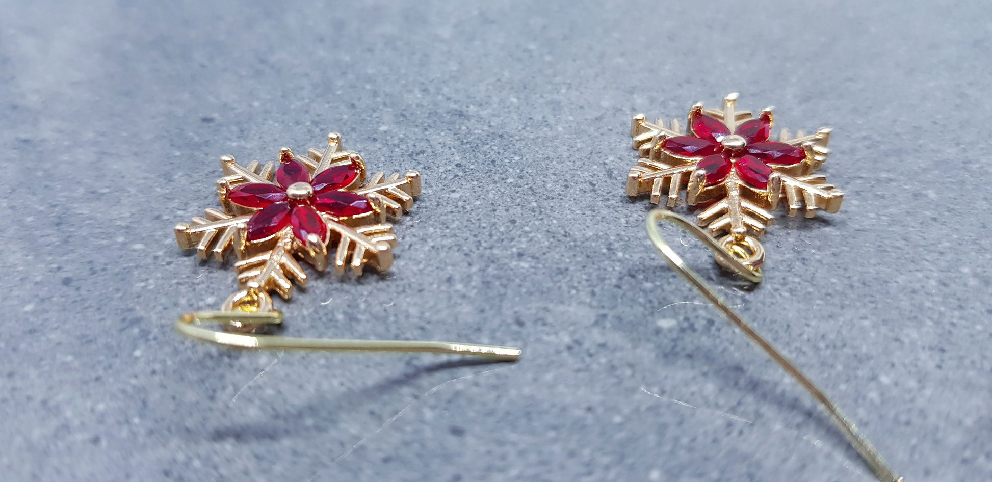 Snowflake Earrings, Hypoallergenic Ear Wires, Gold Snowflake Earrings, Christmas Earrings, Brass Earrings, Festive Earrings