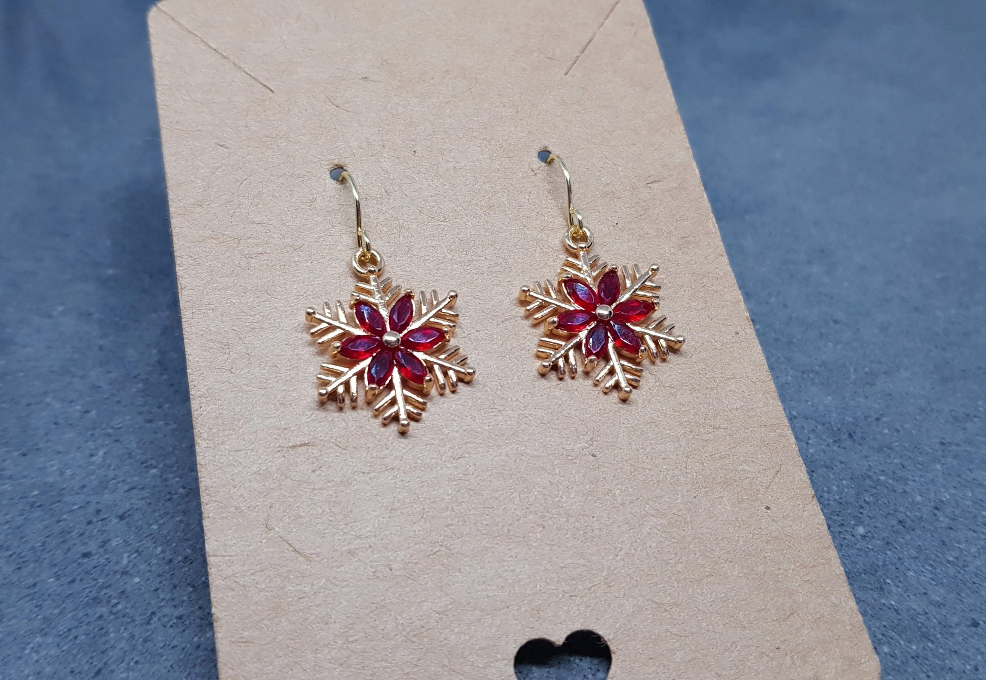 Snowflake Earrings, Hypoallergenic Ear Wires, Gold Snowflake Earrings, Christmas Earrings, Brass Earrings, Festive Earrings
