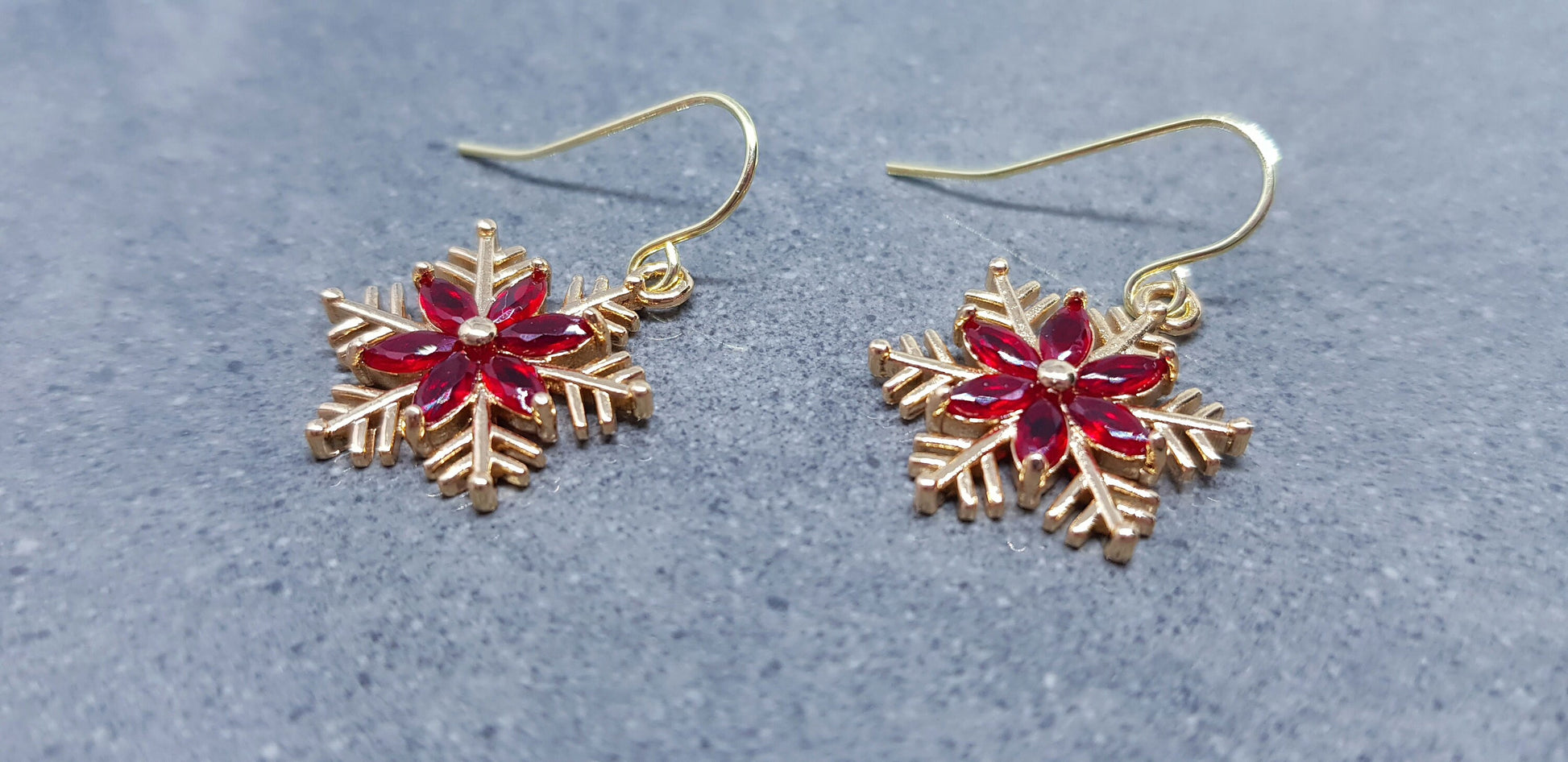 Snowflake Earrings, Hypoallergenic Ear Wires, Gold Snowflake Earrings, Christmas Earrings, Brass Earrings, Festive Earrings