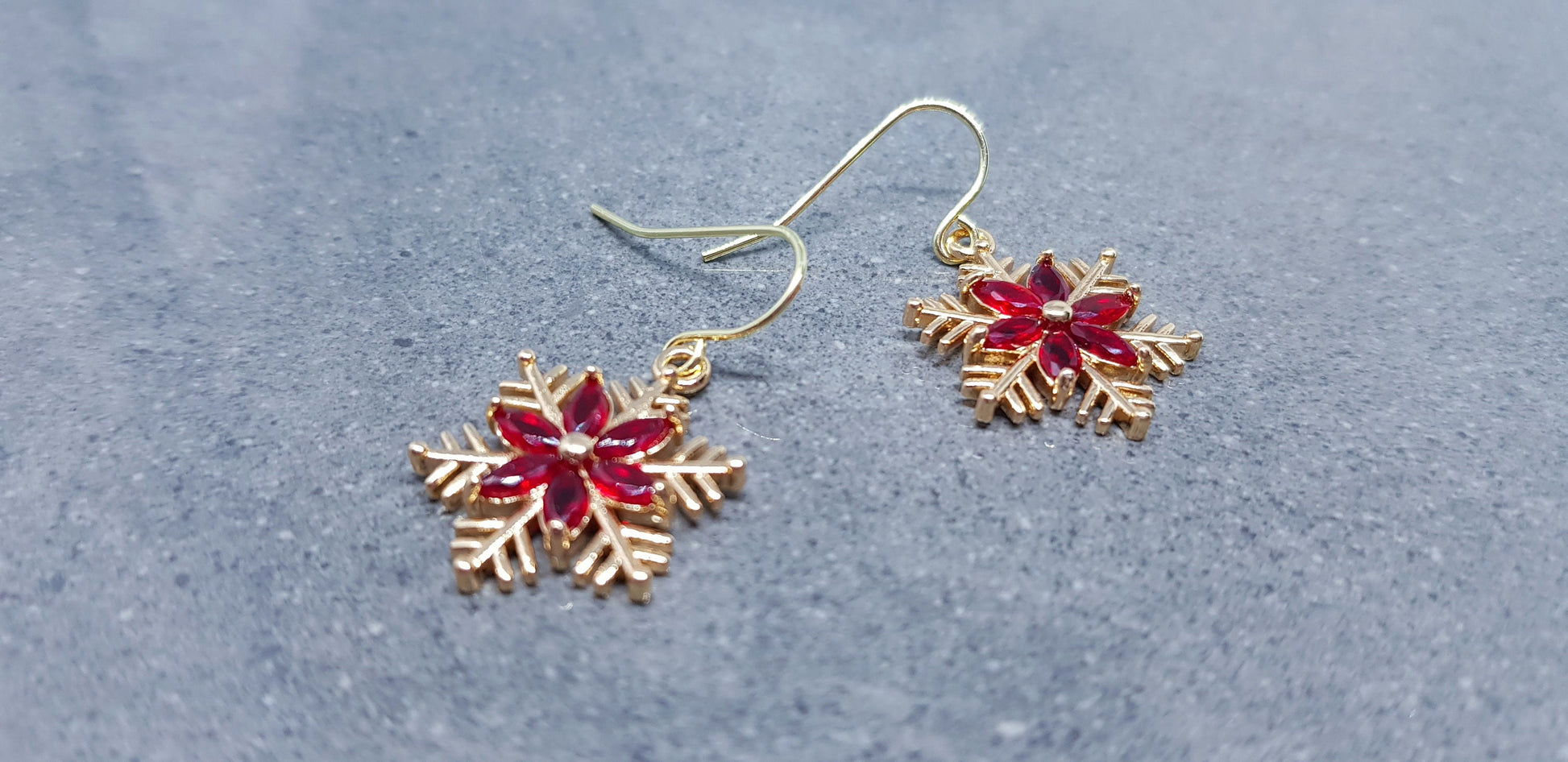 Snowflake Earrings, Hypoallergenic Ear Wires, Gold Snowflake Earrings, Christmas Earrings, Brass Earrings, Festive Earrings