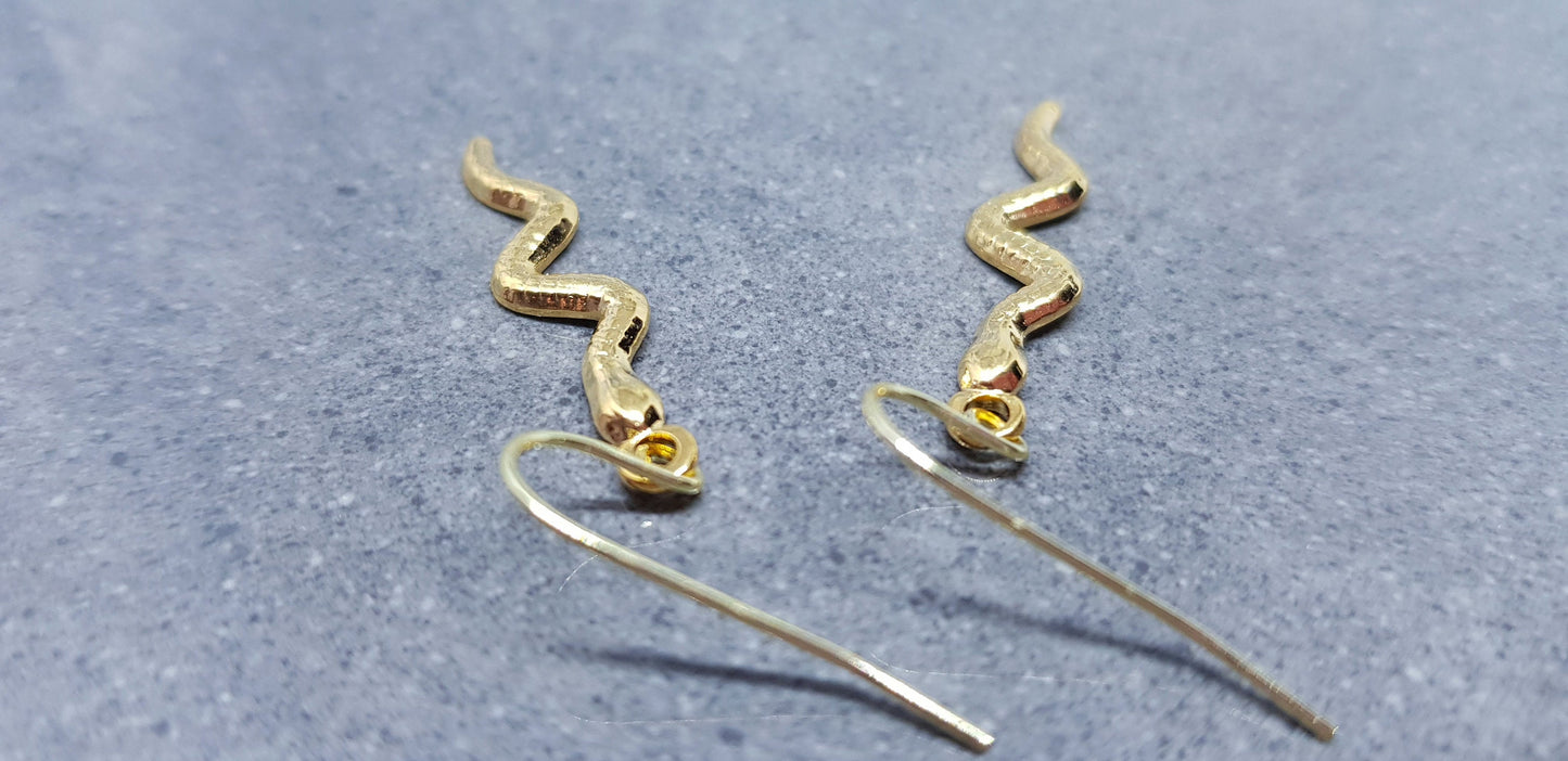 Snake Earrings, Hypoallergenic Ear Wires, Gold Snake Earrings, Gold Earrings