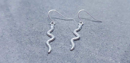 Snake Earrings, Hypoallergenic Ear Wires, Stainless Steel Snake Earrings, Silver Earrings