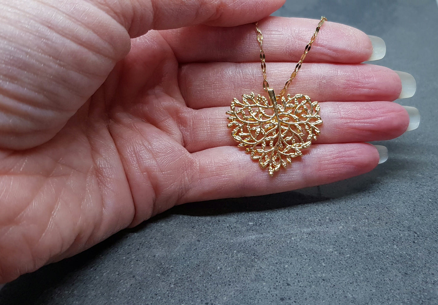 Tree Heart Necklace, Leaf Jewellery, Heart Jewellery, Stainless Steel Necklace, Heart Gifts
