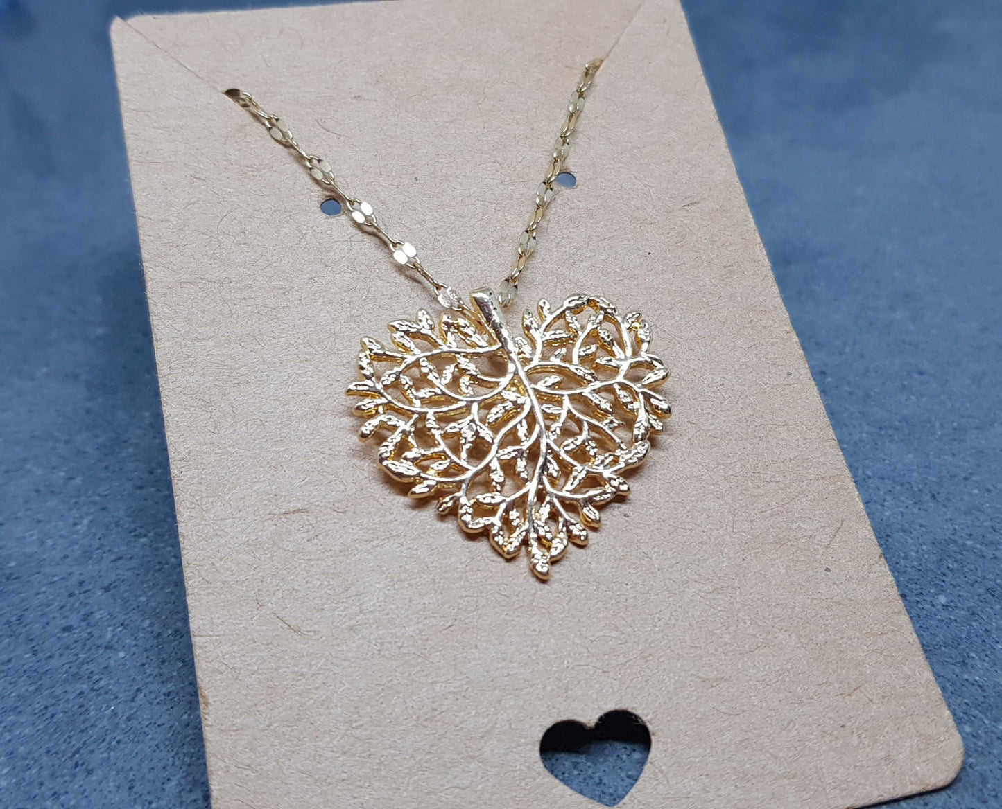Tree Heart Necklace, Leaf Jewellery, Heart Jewellery, Stainless Steel Necklace, Heart Gifts