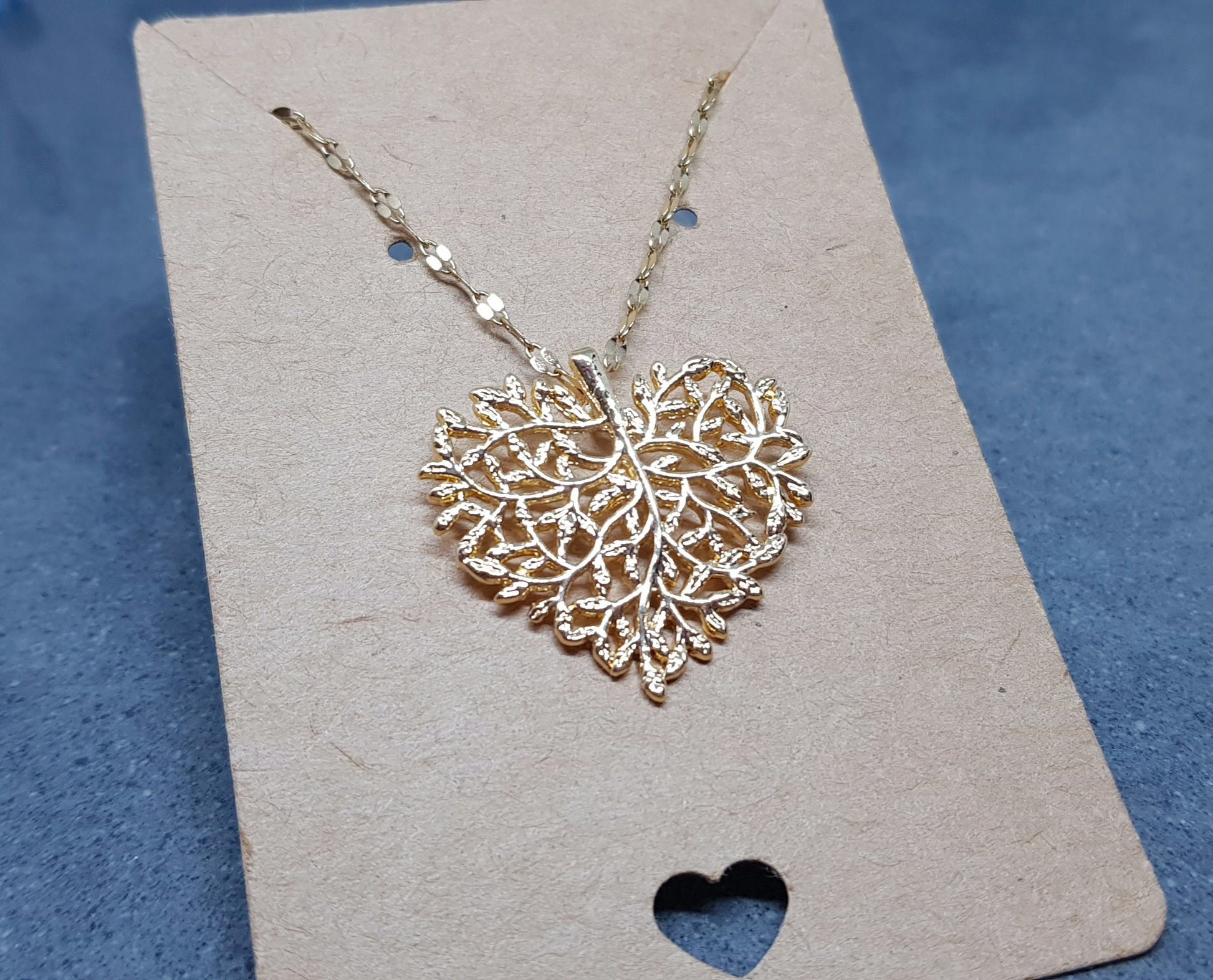 Tree Heart Necklace, Leaf Jewellery, Heart Jewellery, Stainless Steel Necklace, Heart Gifts