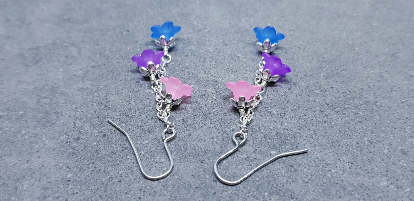 Bisexual Flower Earrings, Hypoallergenic Ear Wires, Rainbow Jewelry, Flower Earrings