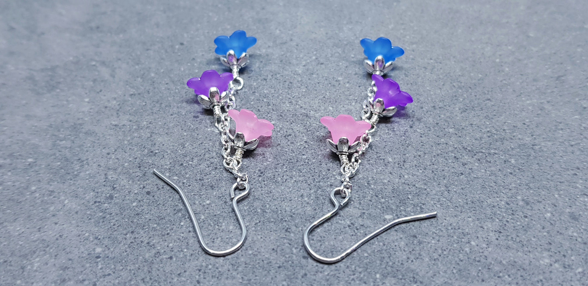 Bisexual Flower Earrings, Hypoallergenic Ear Wires, Rainbow Jewelry, Flower Earrings