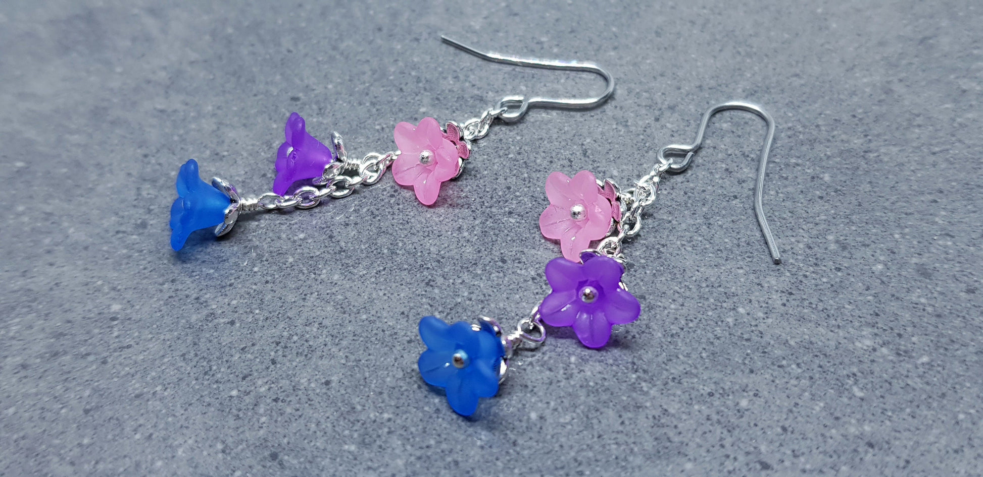 Bisexual Flower Earrings, Hypoallergenic Ear Wires, Rainbow Jewelry, Flower Earrings
