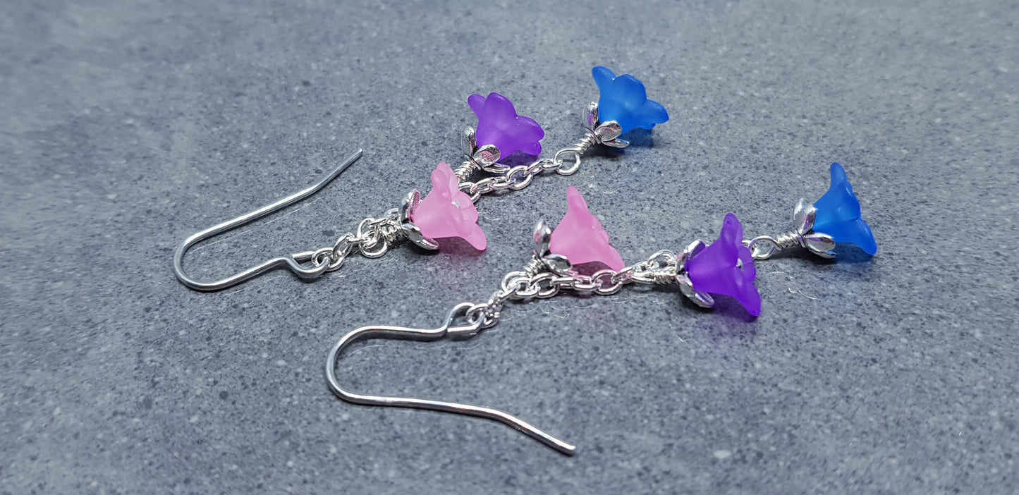 Bisexual Flower Earrings, Hypoallergenic Ear Wires, Rainbow Jewelry, Flower Earrings