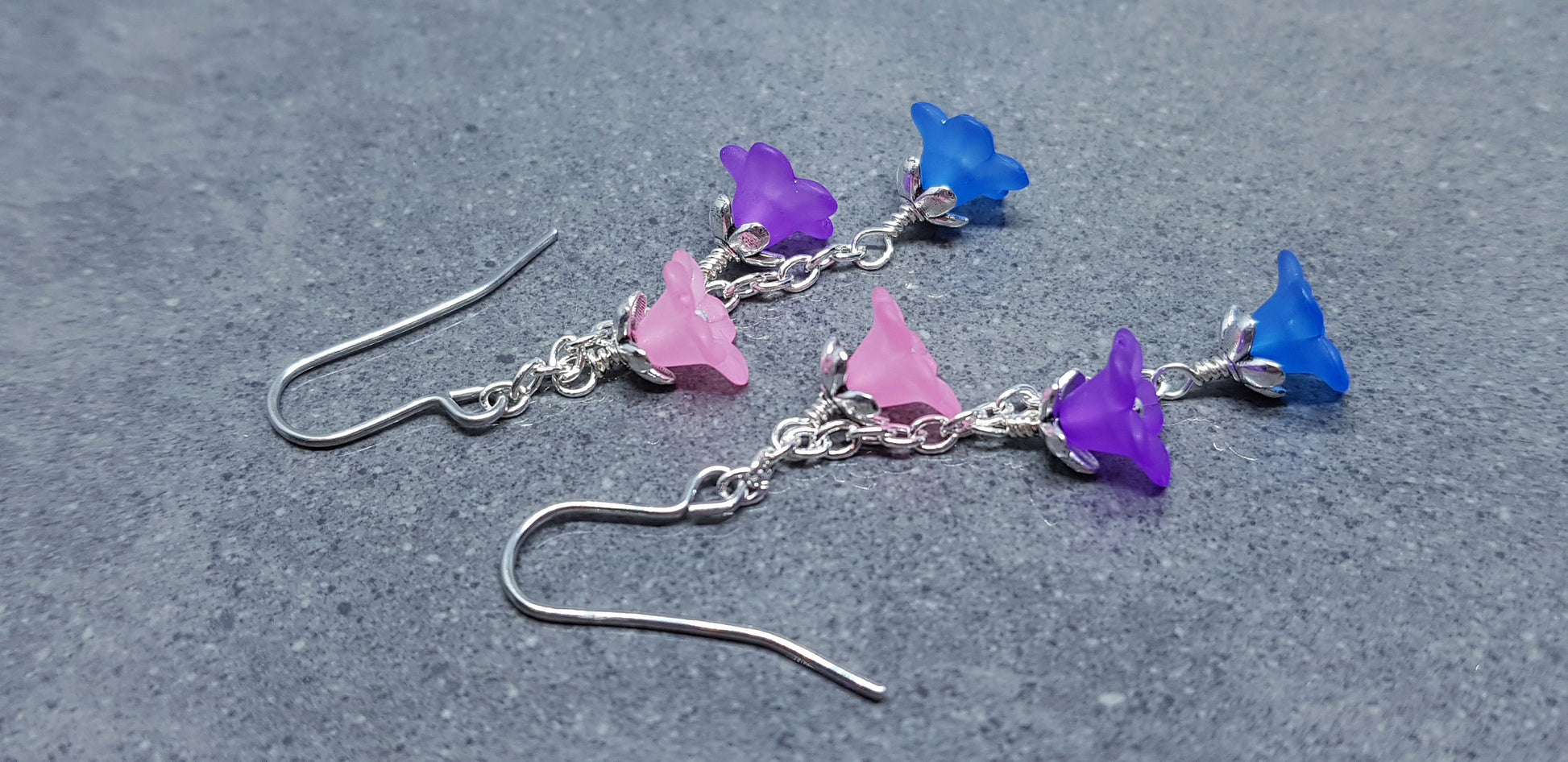Bisexual Flower Earrings, Hypoallergenic Ear Wires, Rainbow Jewelry, Flower Earrings