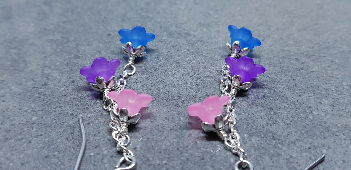 Bisexual Flower Earrings, Hypoallergenic Ear Wires, Rainbow Jewelry, Flower Earrings