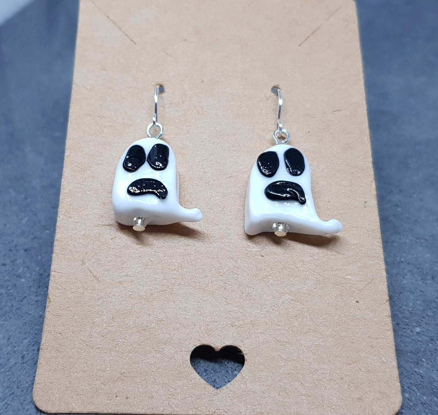 Glass Ghost Earrings, Hypoallergenic Ear Wires, Autumn Fall Earrings, Halloween Earrings, Halloween Party, Hallows Eve