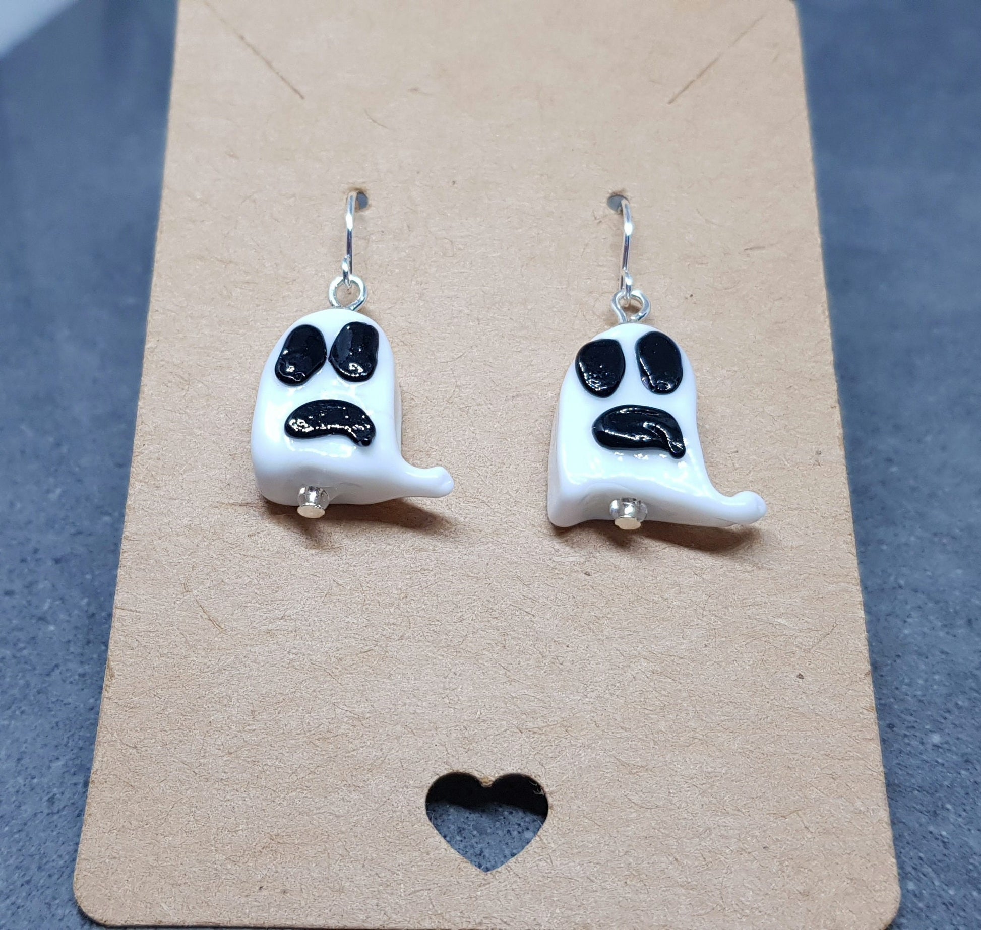 Glass Ghost Earrings, Hypoallergenic Ear Wires, Autumn Fall Earrings, Halloween Earrings, Halloween Party, Hallows Eve