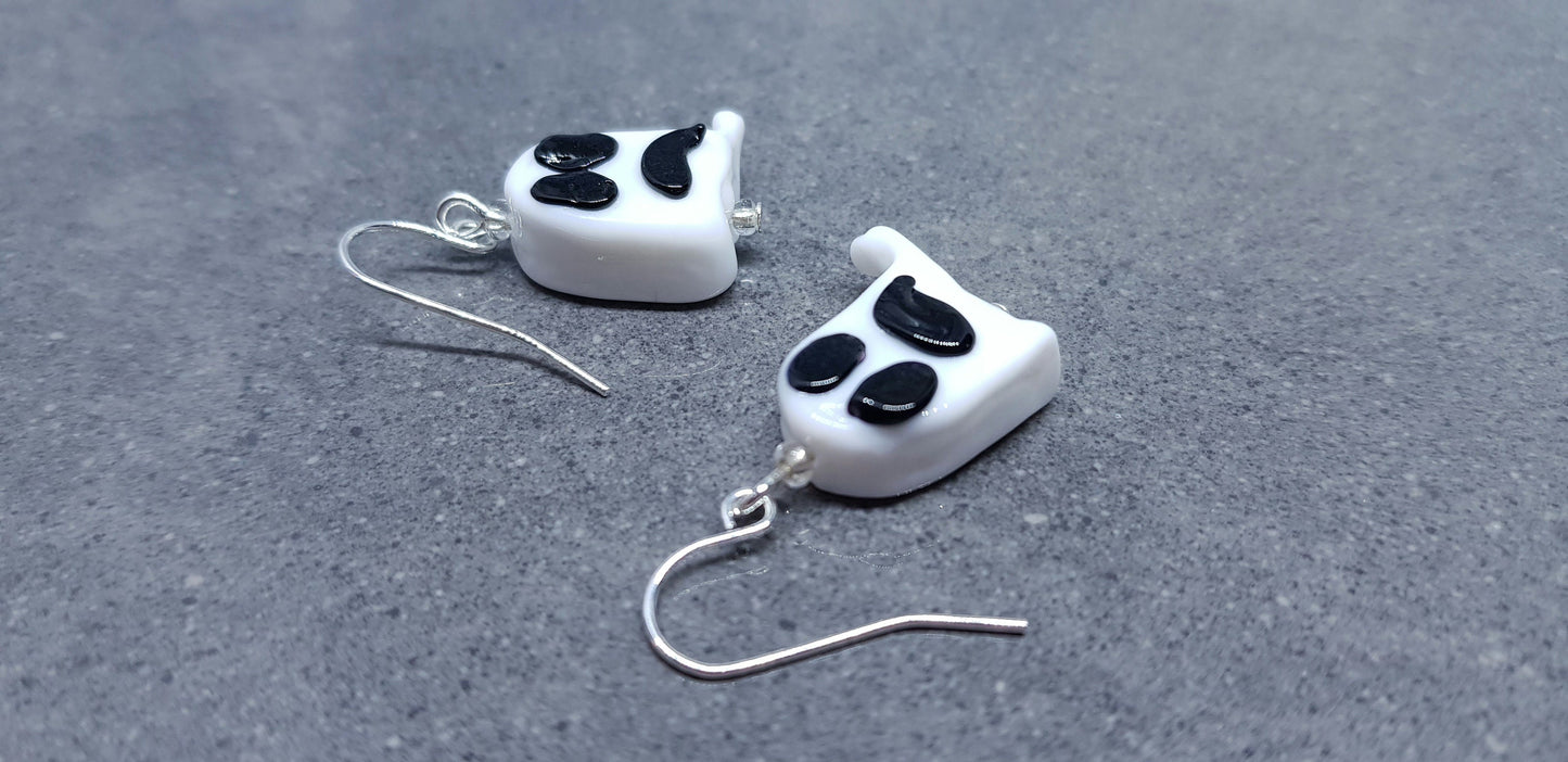 Glass Ghost Earrings, Hypoallergenic Ear Wires, Autumn Fall Earrings, Halloween Earrings, Halloween Party, Hallows Eve