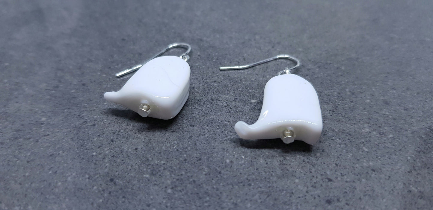 Glass Ghost Earrings, Hypoallergenic Ear Wires, Autumn Fall Earrings, Halloween Earrings, Halloween Party, Hallows Eve