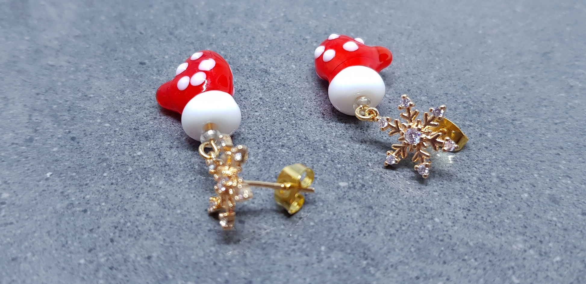 Glass Santa's Mitten Earrings, Snowflake Earrings, Cubic Zirconia Nickel Free Studs, Christmas Jewellery, Festive Earrings